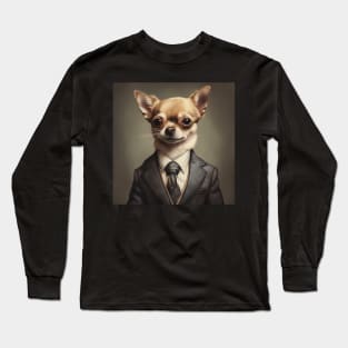 Chihuahua Dog in Suit Long Sleeve T-Shirt